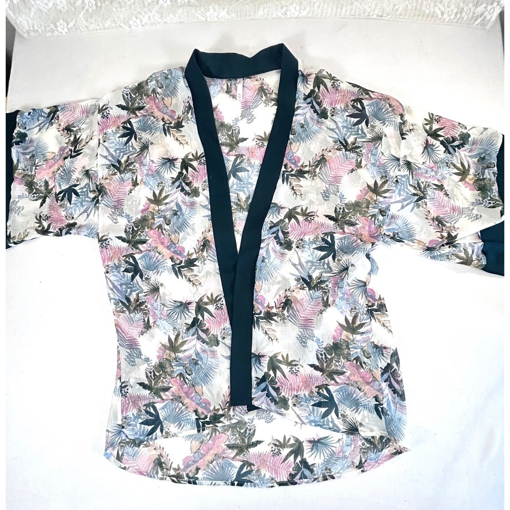 Xhilaration Women Floral Print Kimono Robe M/L Sheer‎ Lightweight